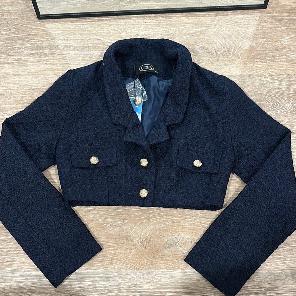 Jade Black Cropped Jacket and pleated skirt set